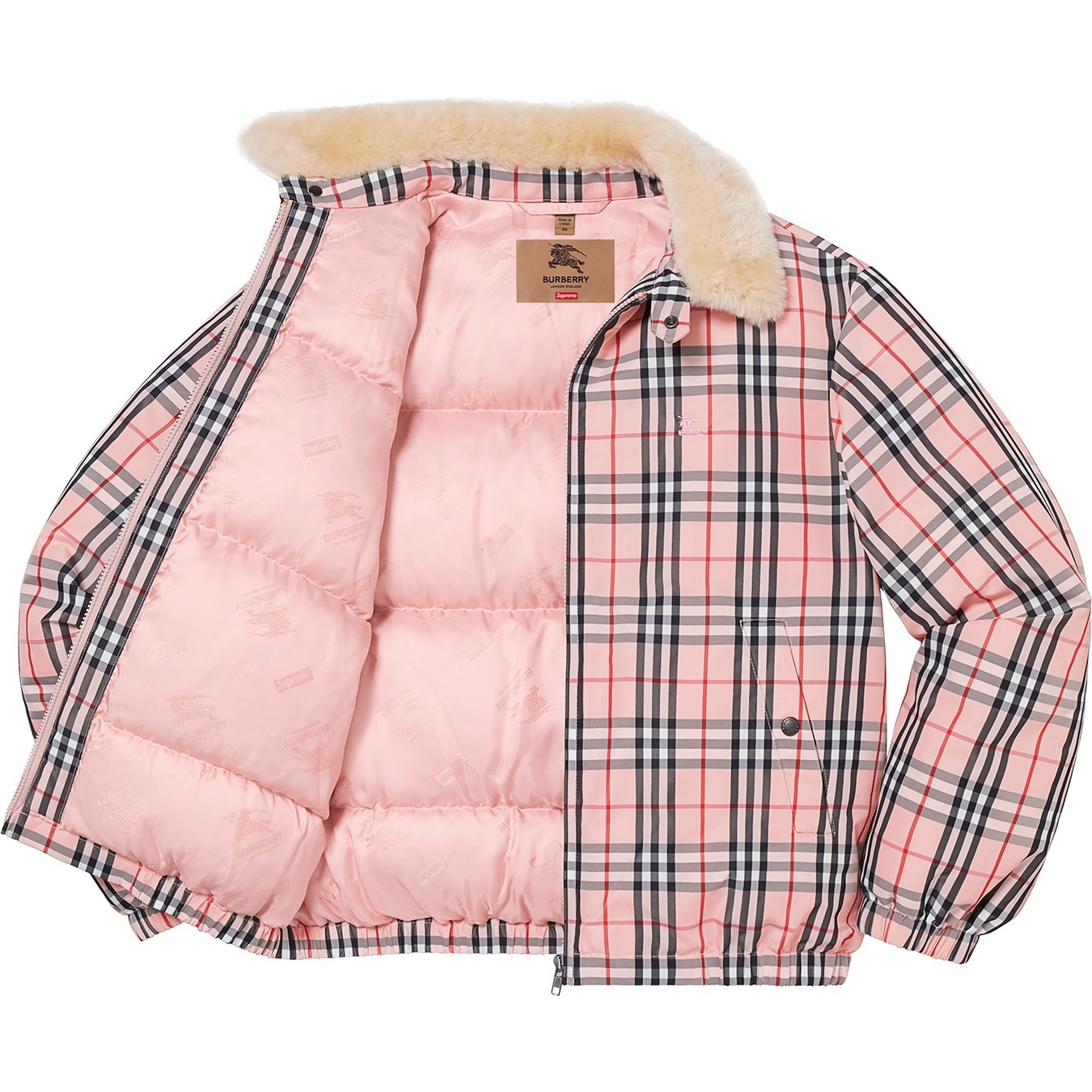 Supreme®/Burberry®Shearling Collar Down Puffer Jacket view 2